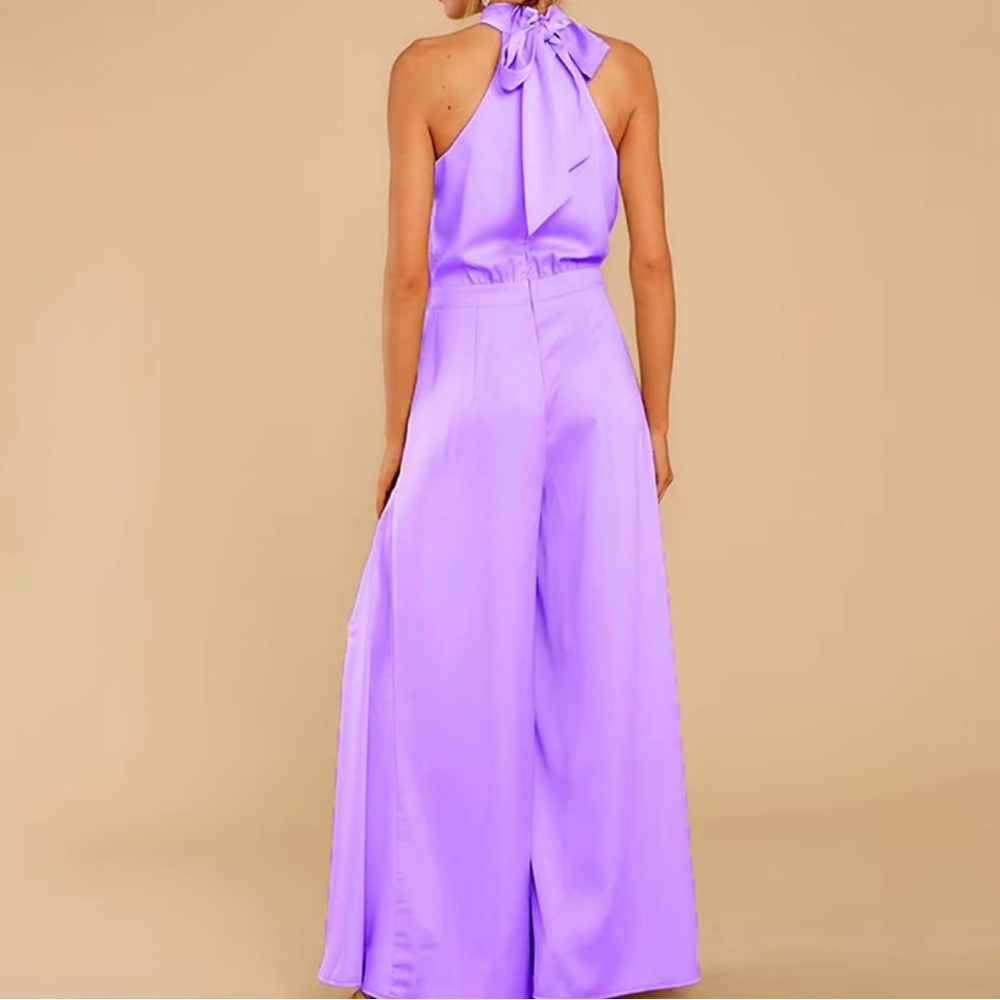 Elegant Purple Halter Jumpsuit - Picture 3 of 3